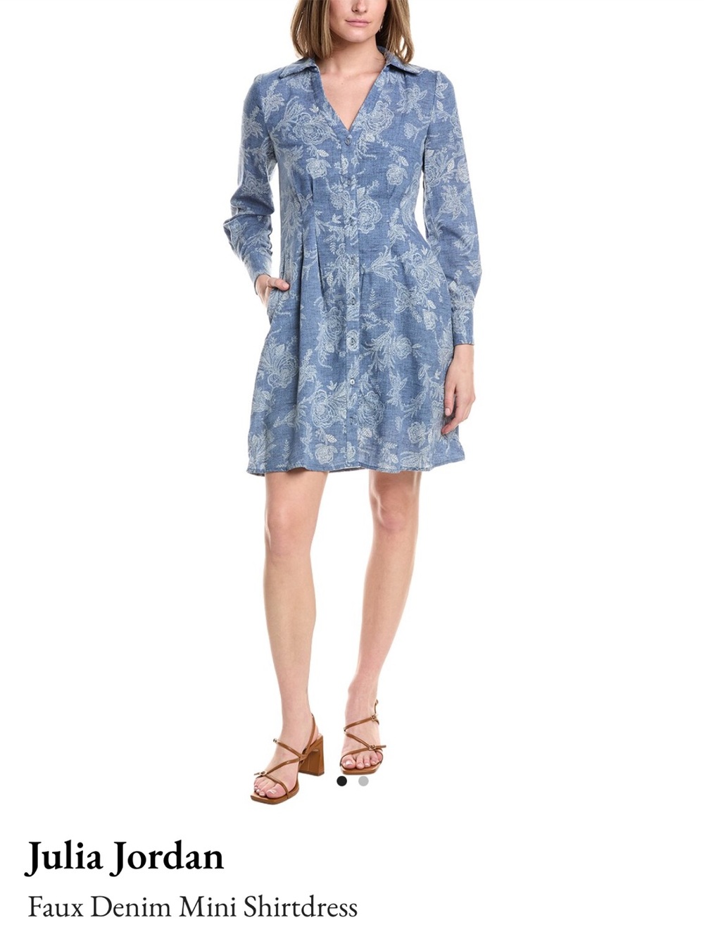 julia jordan Light Blue Floral Faux Denim Mini Dress